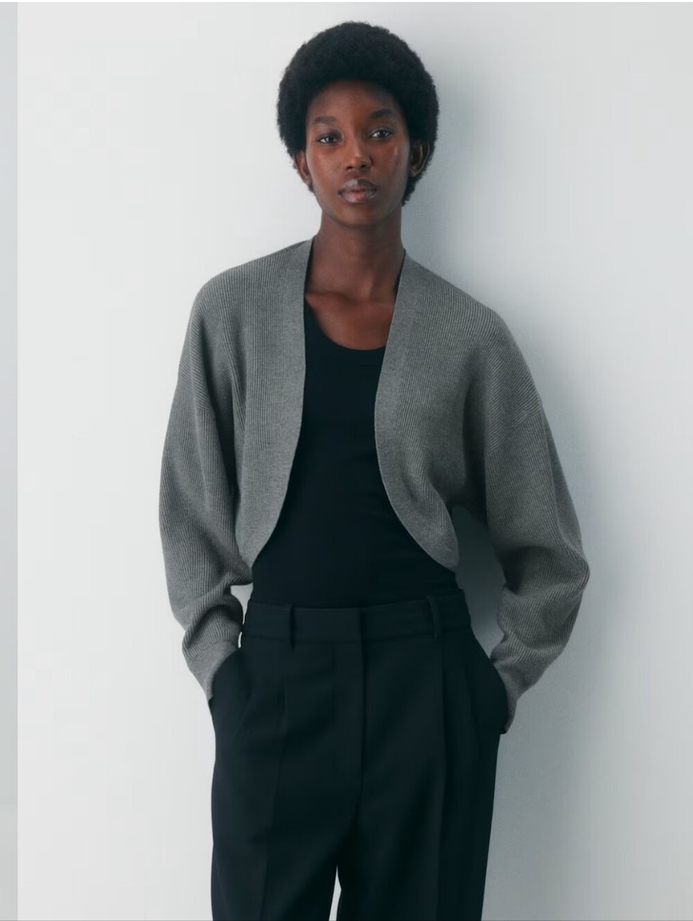 Aritzia Babaton Decision Shrug Cardigan XS Open Front Ribbed Knit Cozy Chic